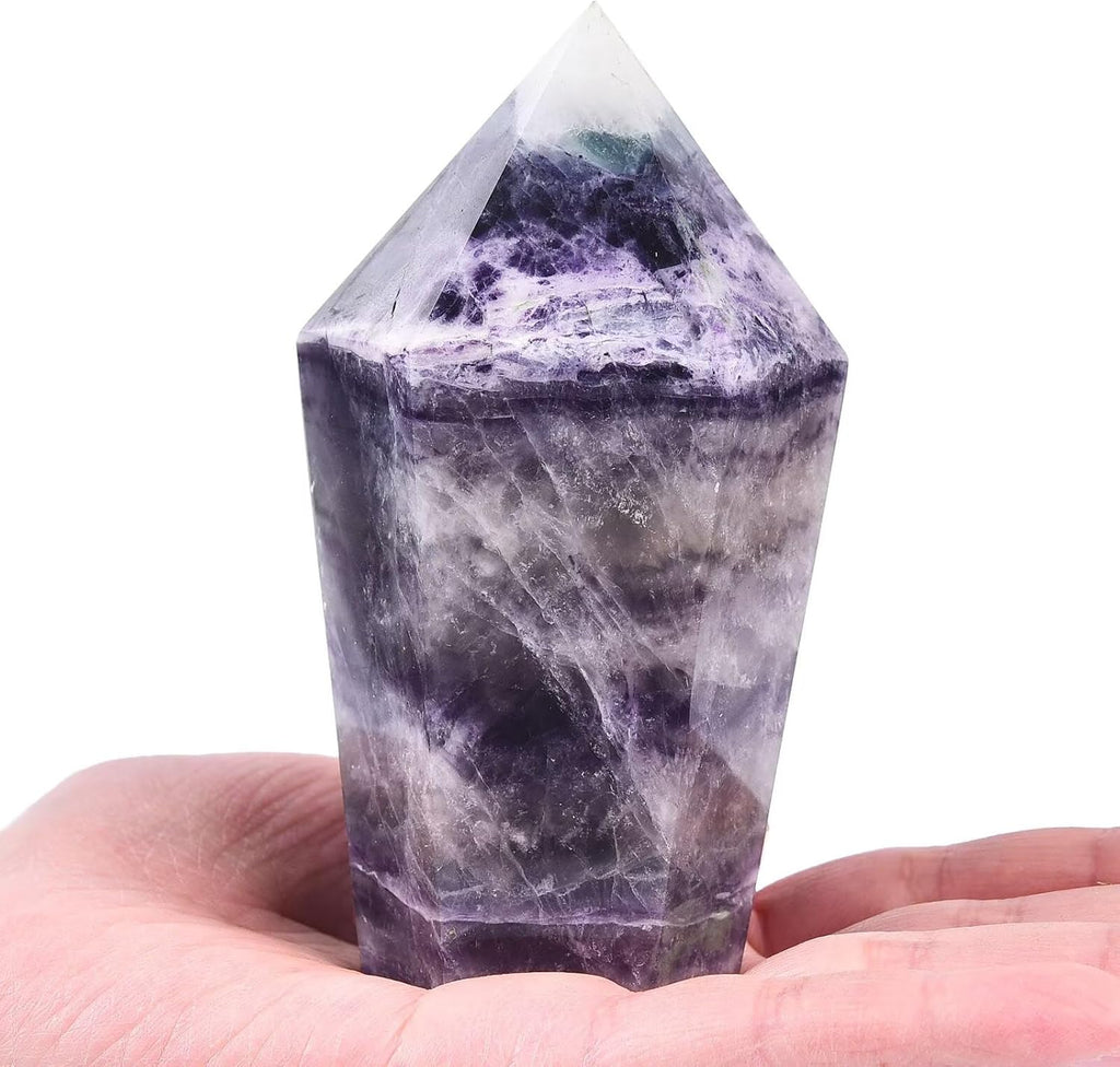 Colorful Fluorite Stone Tower Obelisk Large Healing Crystal Rock Point Wand Reiki Healing Meditation Stone 1.1-1.7 LBS