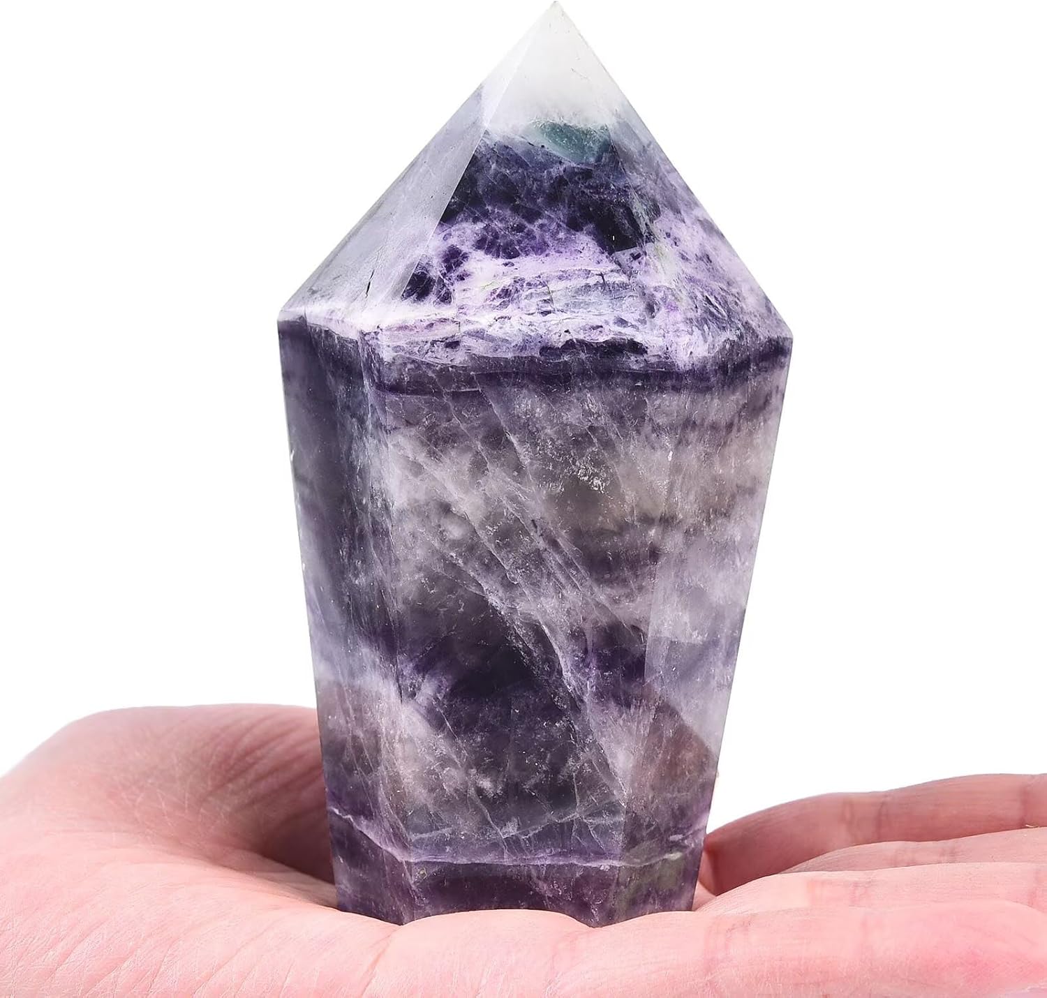 Colorful Fluorite Stone Tower Obelisk Large Healing Crystal Rock Point Wand Reiki Healing Meditation Stone 1.1-1.7 LBS