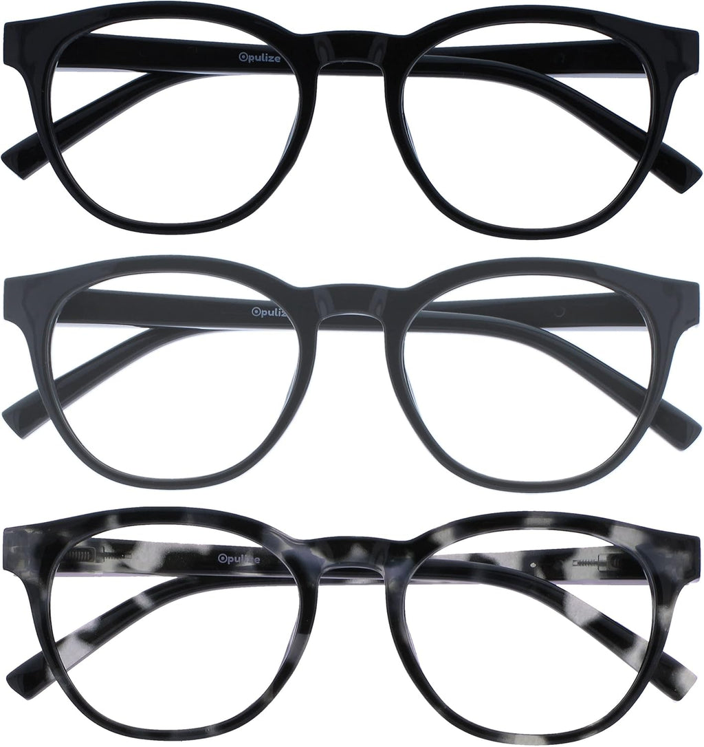 OPULIZE BLU Blue Light Blocking Reading Glasses for Women Men, Cool Round Frame with Anti-Glare, UV and Eyestrain Protection