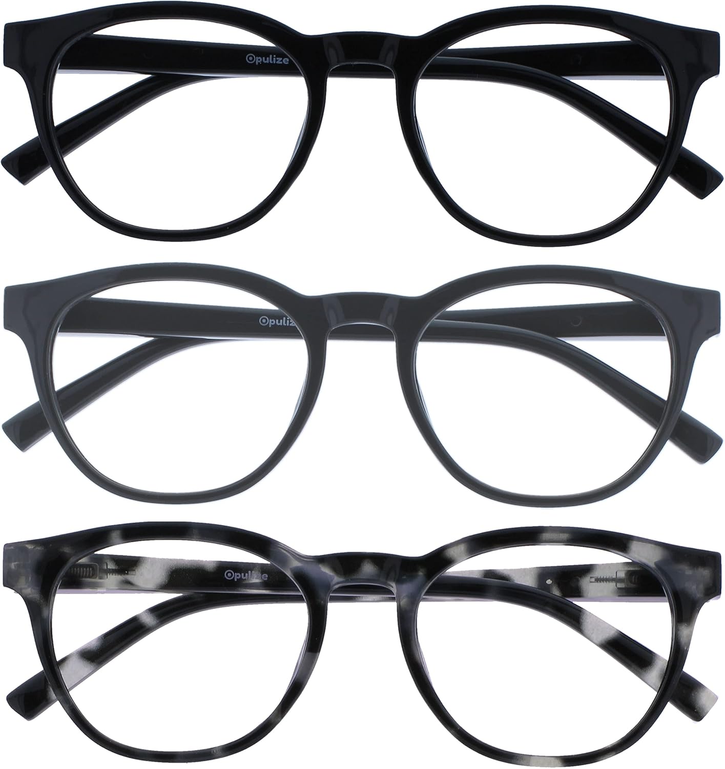 OPULIZE BLU Blue Light Blocking Reading Glasses for Women Men, Cool Round Frame with Anti-Glare, UV and Eyestrain Protection