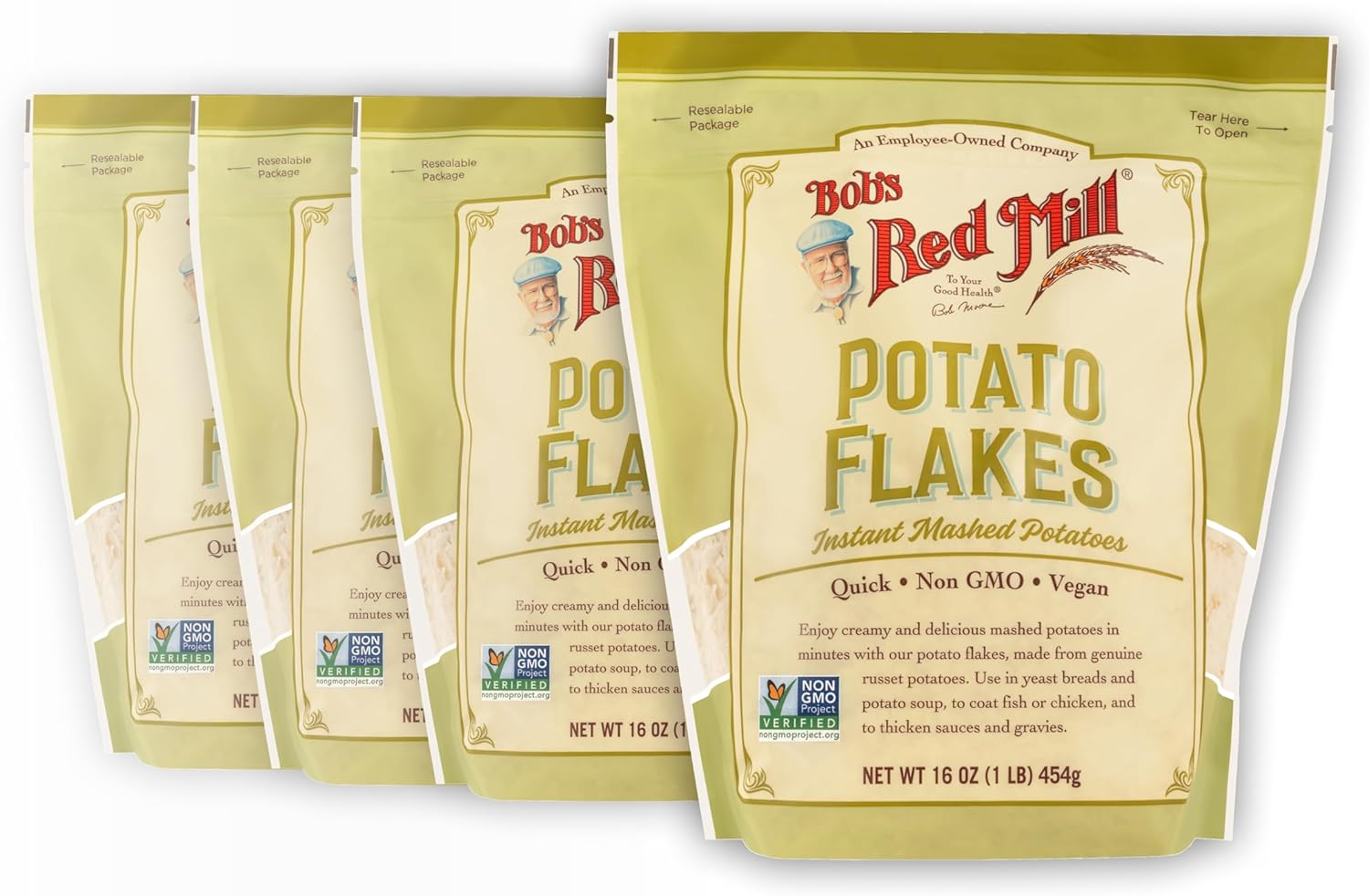 Bob's Red Mill Potato Flakes, 16oz (Pack of 4) - Non GMO, Vegan, Kosher