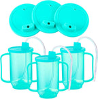 Sliner 3 Pcs Adult Sippy Cups With Long Straw For Elderly, 12 Oz Adaptive Spill Proof Cups With 2 Handles And Straw Lid For Adults Liquid Feeding Disabled Hospital Patients Convalescent
