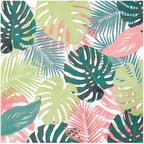 Pack of 20 Pastel Tropical Palm Leaf Paper Napkins | Disposable Serviettes, Tableware For Indoor or Outdoor Dining, Birthday, Garden Party, Summer, BBQ, Picnic, Safari, Hawaiian, Decoupage