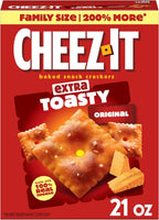 Cheez-It Cheese Crackers, Baked Snack Crackers, Lunch Snacks, Family Size, Extra Toasty, 21oz Box (1 Box)