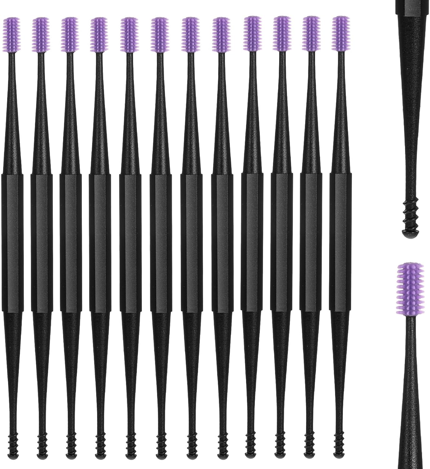 12 Pcs Double Sided Head Ear Wax Removal Tool, Spiral Soft Silicone Ears Cleaning Kit Reusable Safe Ears Scratcher Scoop Tool Ear Picker Flexible Earwax Cleaners for Olders Adult Kids