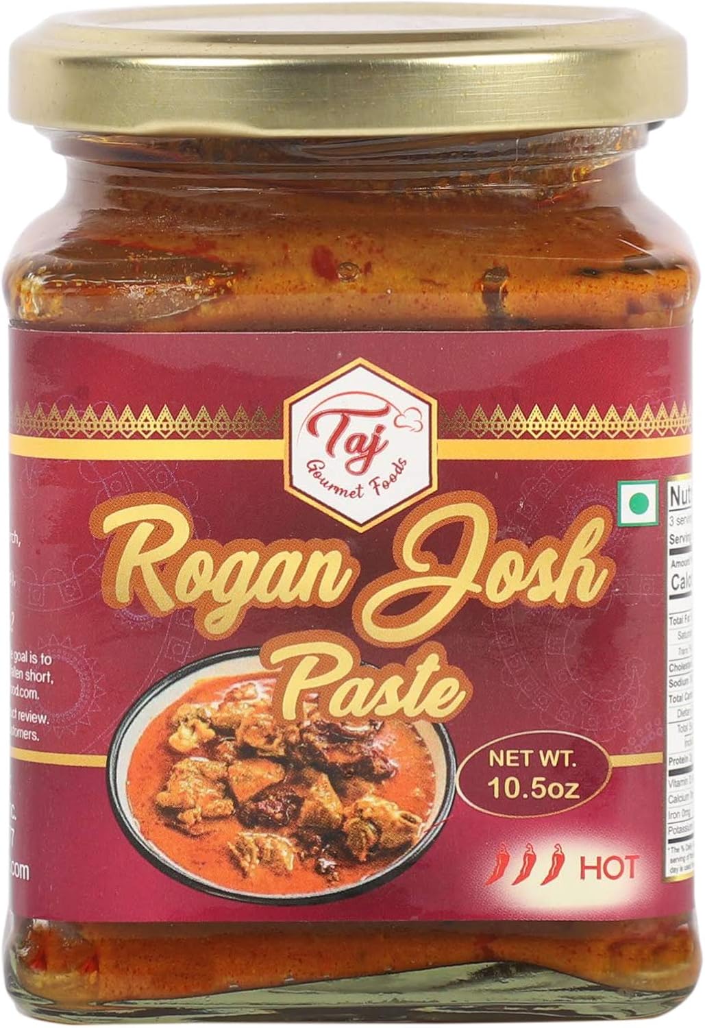 TAJ Gourmet Rogan Josh Paste, Rogan Josh Sauce (Concentrate), 300g (10.5oz)