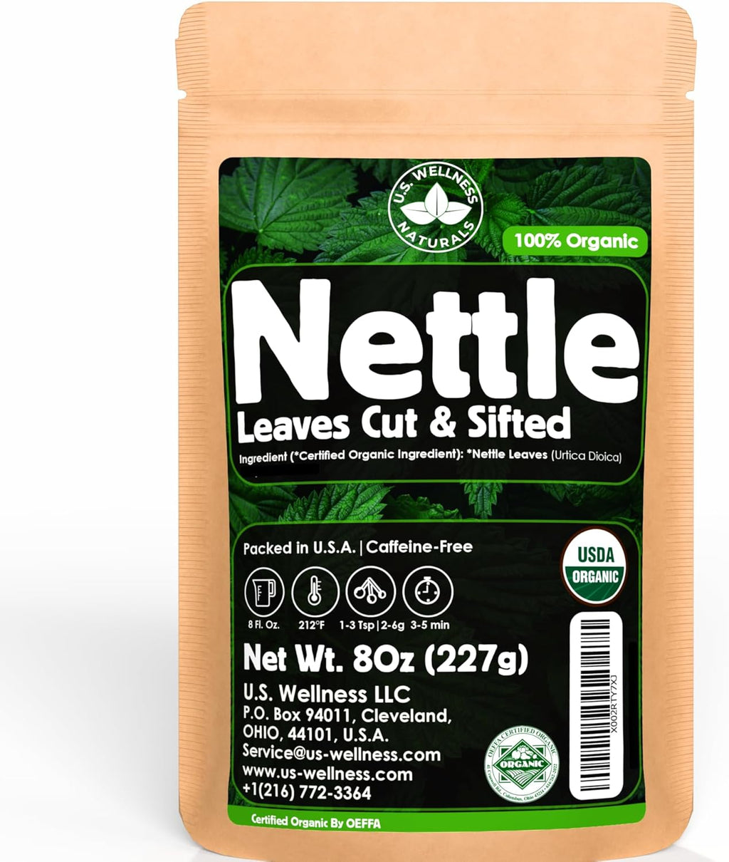 Nettle Tea - 8Oz (REAL WILD HARVEST) | 100% USDA Certified ORGANIC | Loose Leaf (Urtica Dioica aka Stinging Nettle) Cut & Sifted