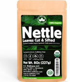 Nettle Tea - 8Oz (REAL WILD HARVEST) | 100% USDA Certified ORGANIC | Loose Leaf (Urtica Dioica aka Stinging Nettle) Cut & Sifted