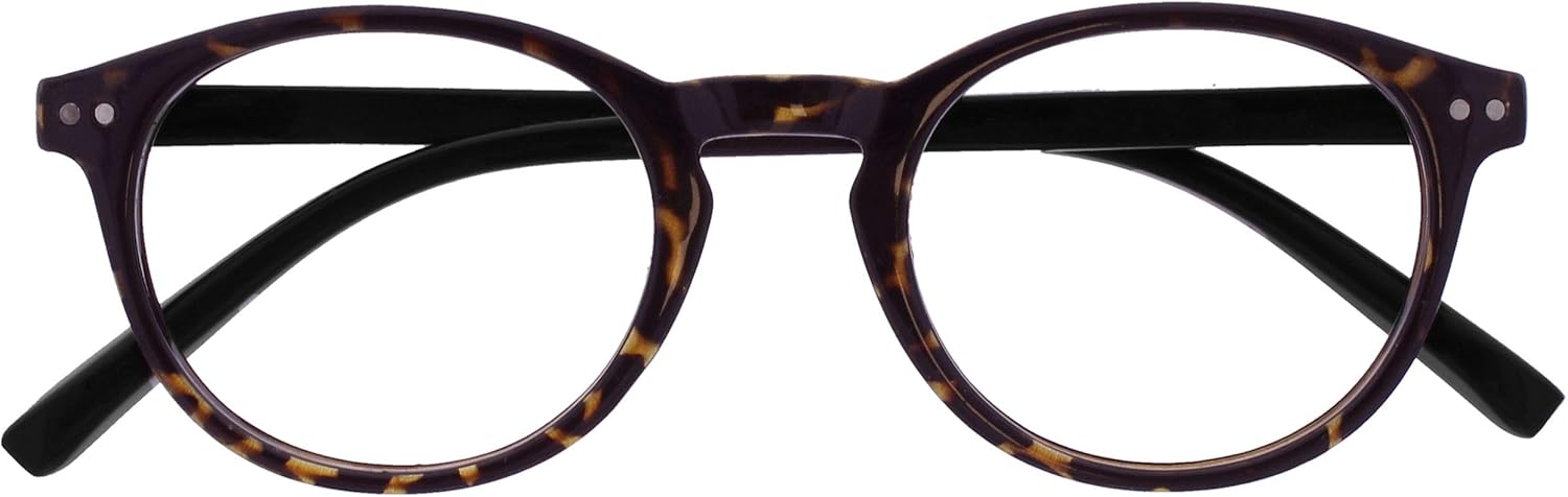 OPULIZE ZEN Reading glasses for Women Men,Scratch Resistant Round frame with Spring Hinges, Dark Brown Tortoiseshell with Black Arms +1.5 (Pack of 1)