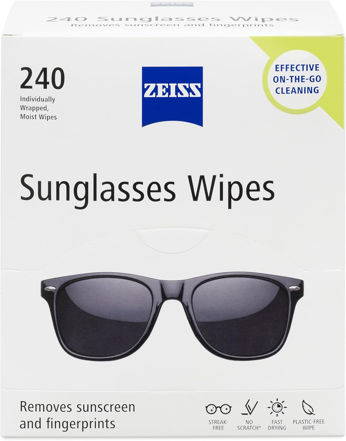 ZEISS Pre Moistened Sunglasses Cleaning Wipes 240 Count
