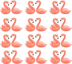 24Pcs Mini Pink Flamingo Figurines Miniature Resin Flamingo Figures Cake Toppers for DIY Fairy Garden Micro Landscape Terrarium Easter Crafts Birthday Party Wedding Home Decors