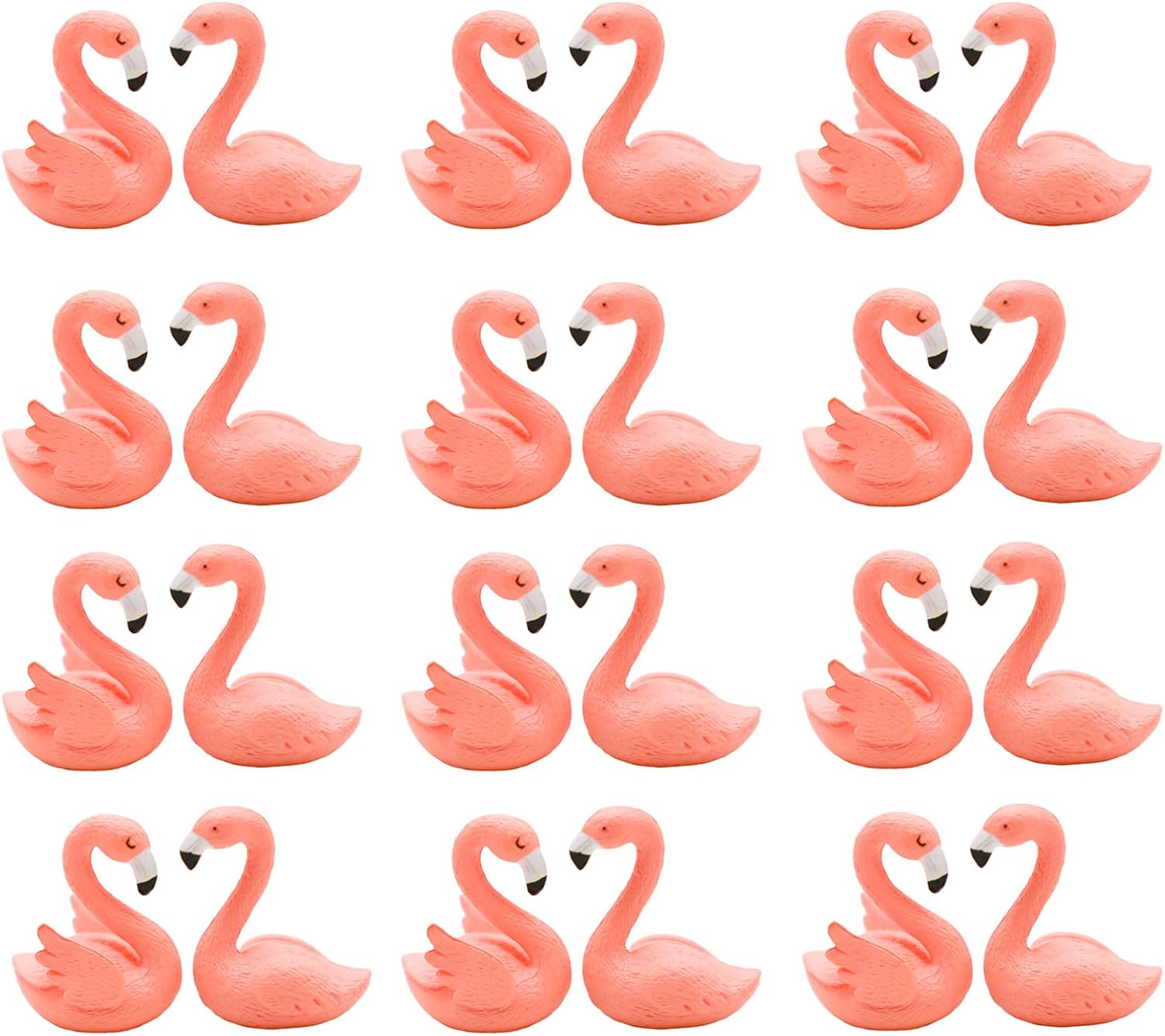 24Pcs Mini Pink Flamingo Figurines Miniature Resin Flamingo Figures Cake Toppers for DIY Fairy Garden Micro Landscape Terrarium Easter Crafts Birthday Party Wedding Home Decors