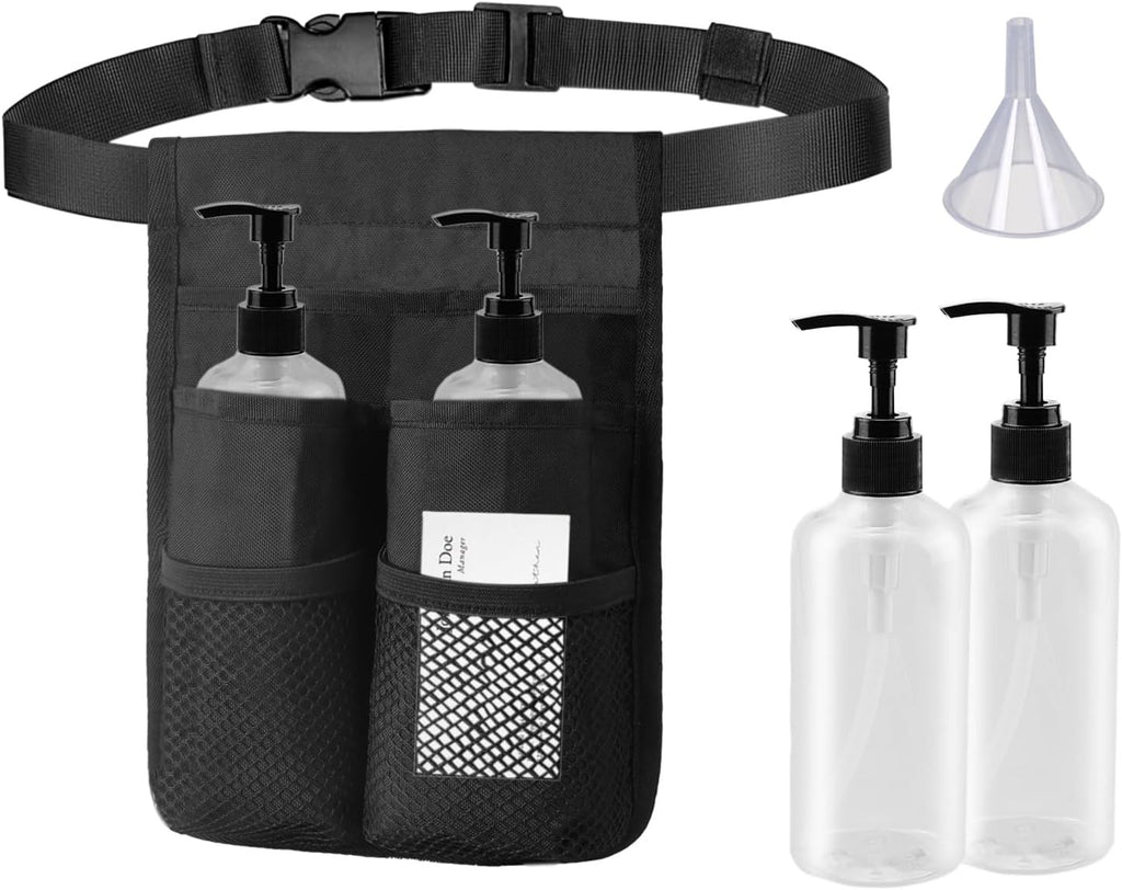 Massage Bottle Holster Single Kit - Incl. 2 Bottle,Machine Washable Massage Lotion Holster with Air Mesh ，Adjustable Strap for Massage Oil & Massage Lotion (2X 10oz)