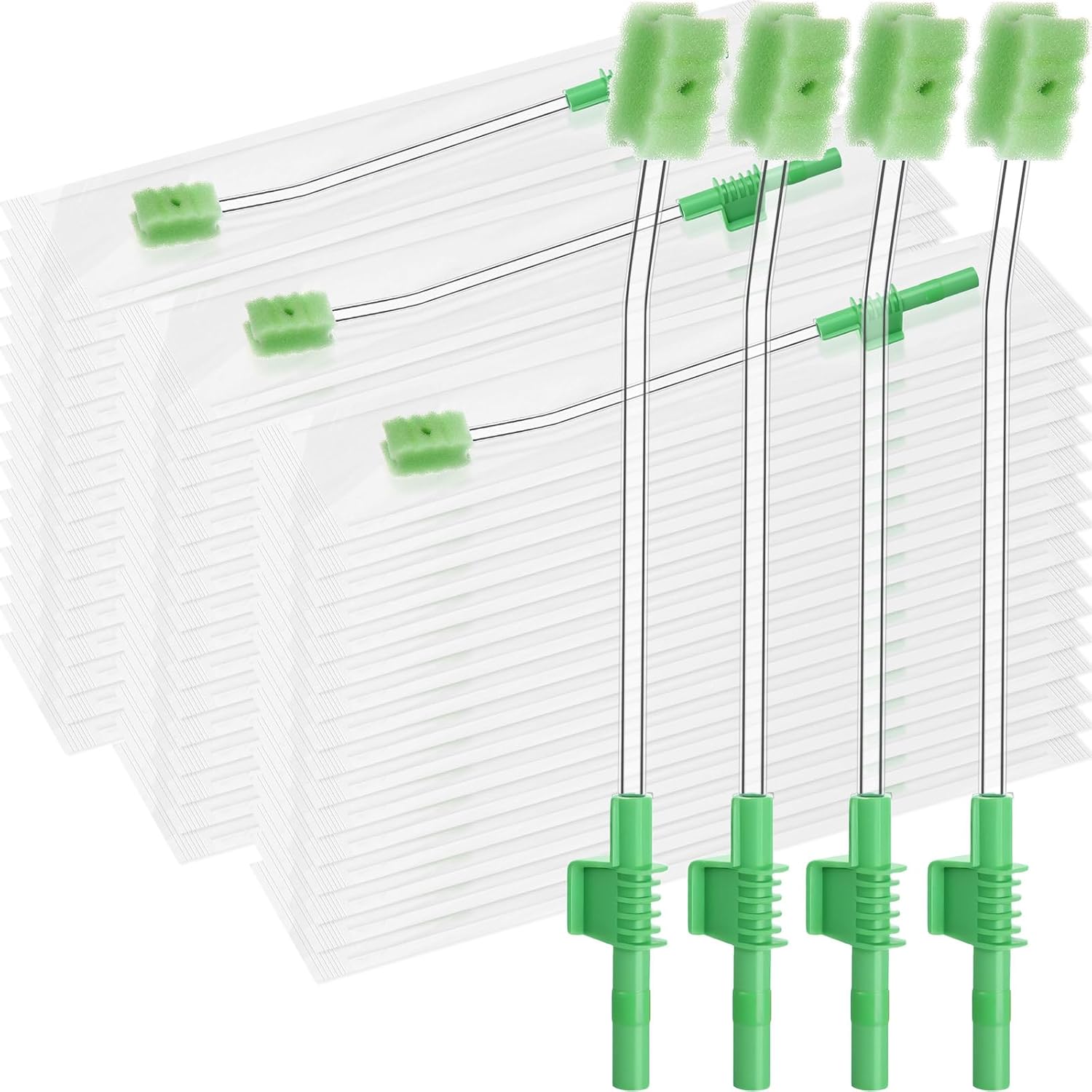 Threlaco 100 Pcs Oral Care Single Use Suction Swab Bulk Disposable Suction Toothbrush Individually Wrapped Swab Sponge for Elderly Adults Oral Dental Mouth Care
