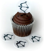 Crossbow Bow and Arrow Wafer Paper Toppers 1.5 Inch for Decorating Desserts Cupcakes Birthday Cakes Cookies Pack of 24