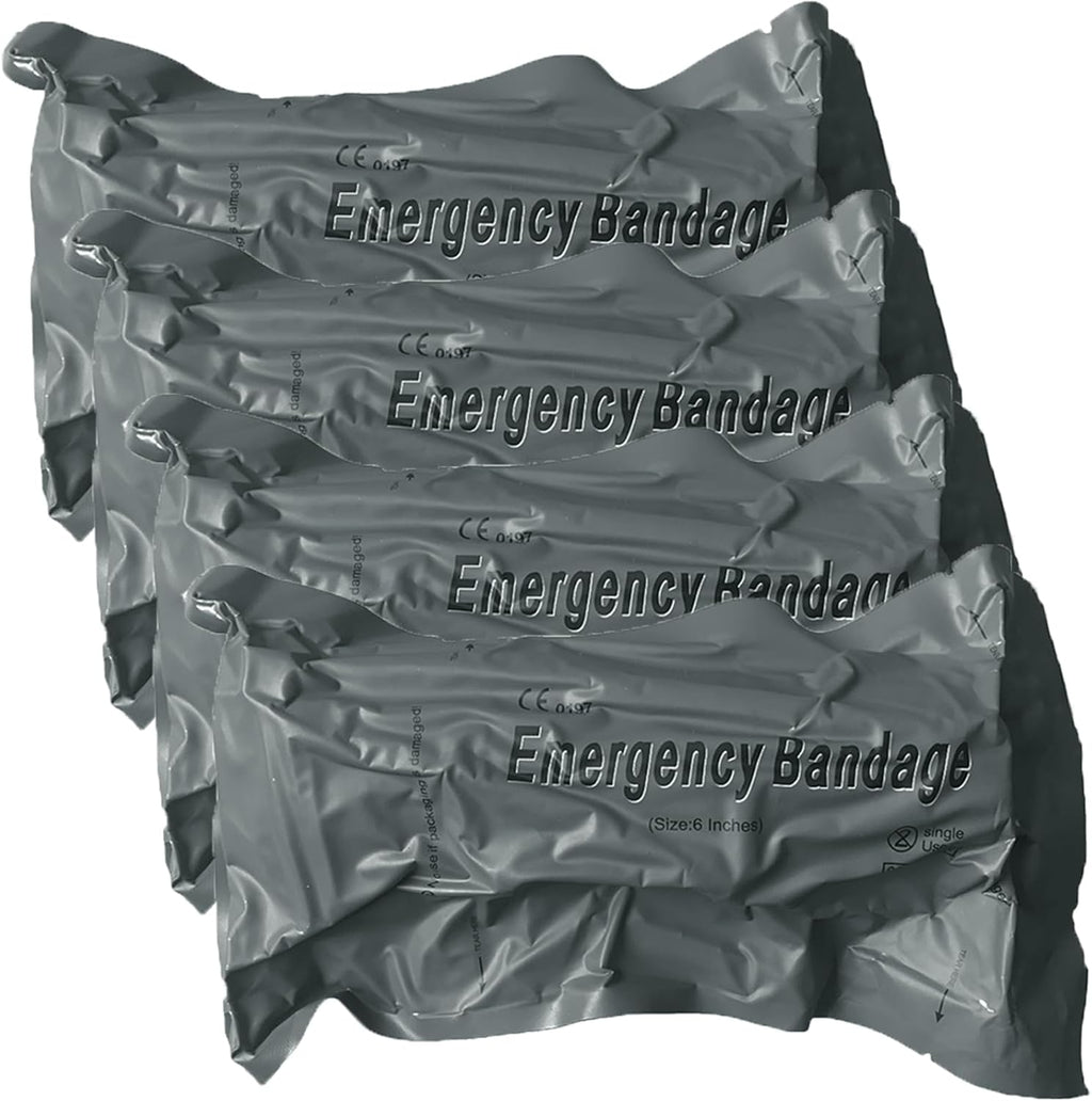Israeli Emergency Bandage, 6" 4Pack Compression Bandage, Trauma Wound Dressing, Sterile Vacuum Sealed Packaging for Bleeding Control, Medical Trauma Kit, Combat Tactical First Aid IFAK Supplies