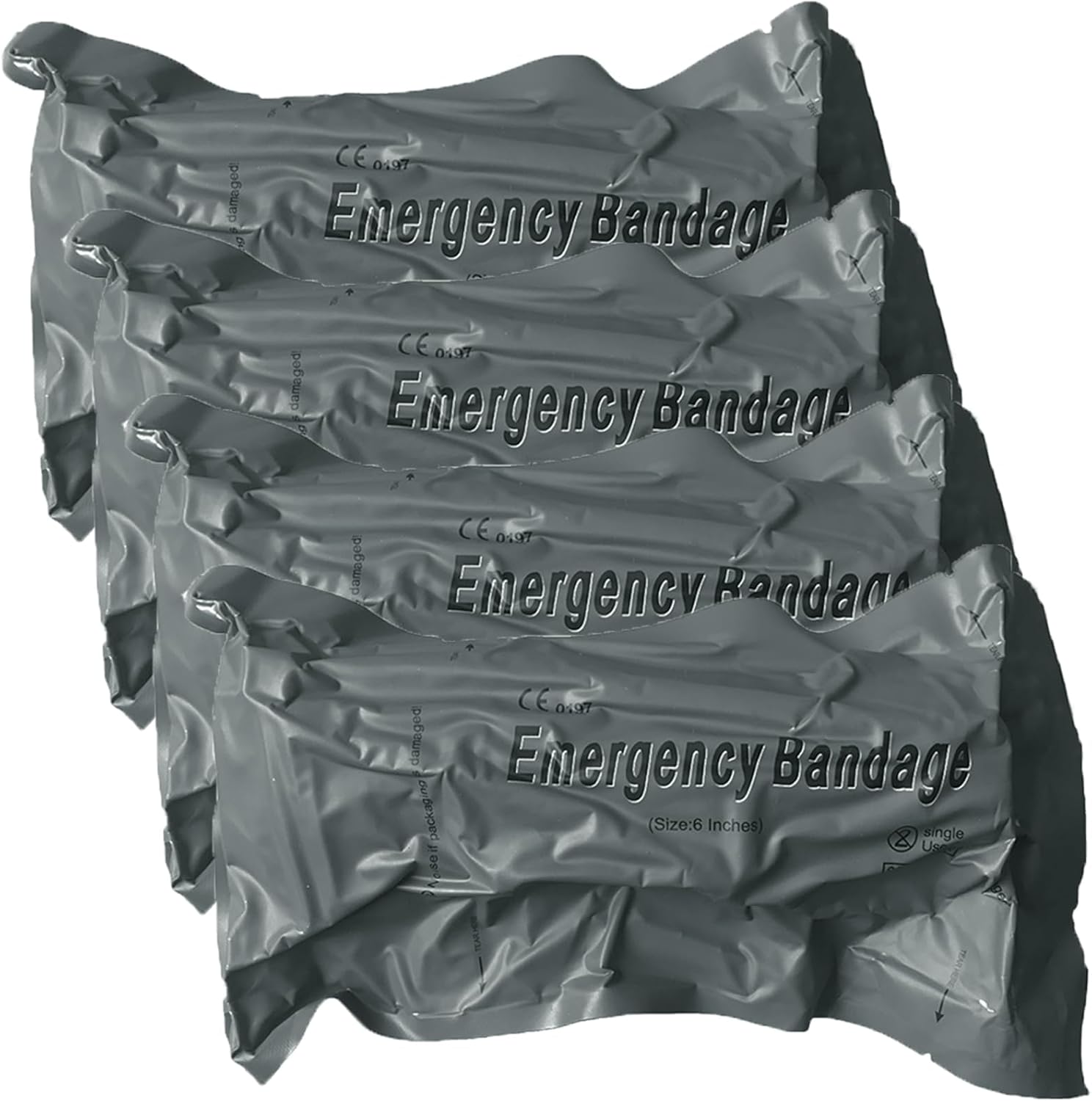 Israeli Emergency Bandage, 6" 4Pack Compression Bandage, Trauma Wound Dressing, Sterile Vacuum Sealed Packaging for Bleeding Control, Medical Trauma Kit, Combat Tactical First Aid IFAK Supplies