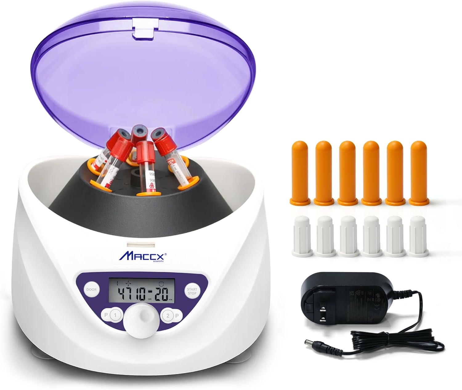 Lab PRP Benchtop Centrifuge Machine, Speed Range from 300-5000RPM, Rotor for 1.5-5mL/7mL/10mL/15mL/ x6 Tubes, Max. RCF 2600xg Low Speed PRF Benchtop Centrifuge, CEN-001