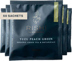 Rishi Tea Yuzu Peach Green Tea - Organic Loose Leaf Green & Herbal Blend, Naturally Sweet & Low Caffeine, Enjoy Hot or Iced - 50 Count