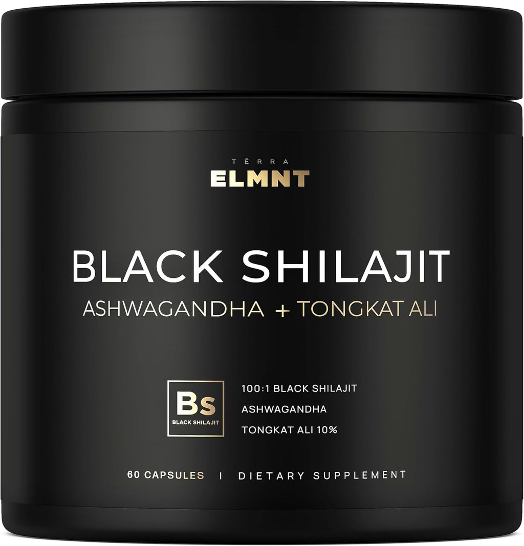 100x Strength Black Shilajit for Men w. 10% Tongkat Ali & Ashwagandha - Highest Potency Shilajit Capsules 60% Fulvic Acid Pure Himalayan Shilajit Resin - Natural Test Booster Male Enhancing Supplement