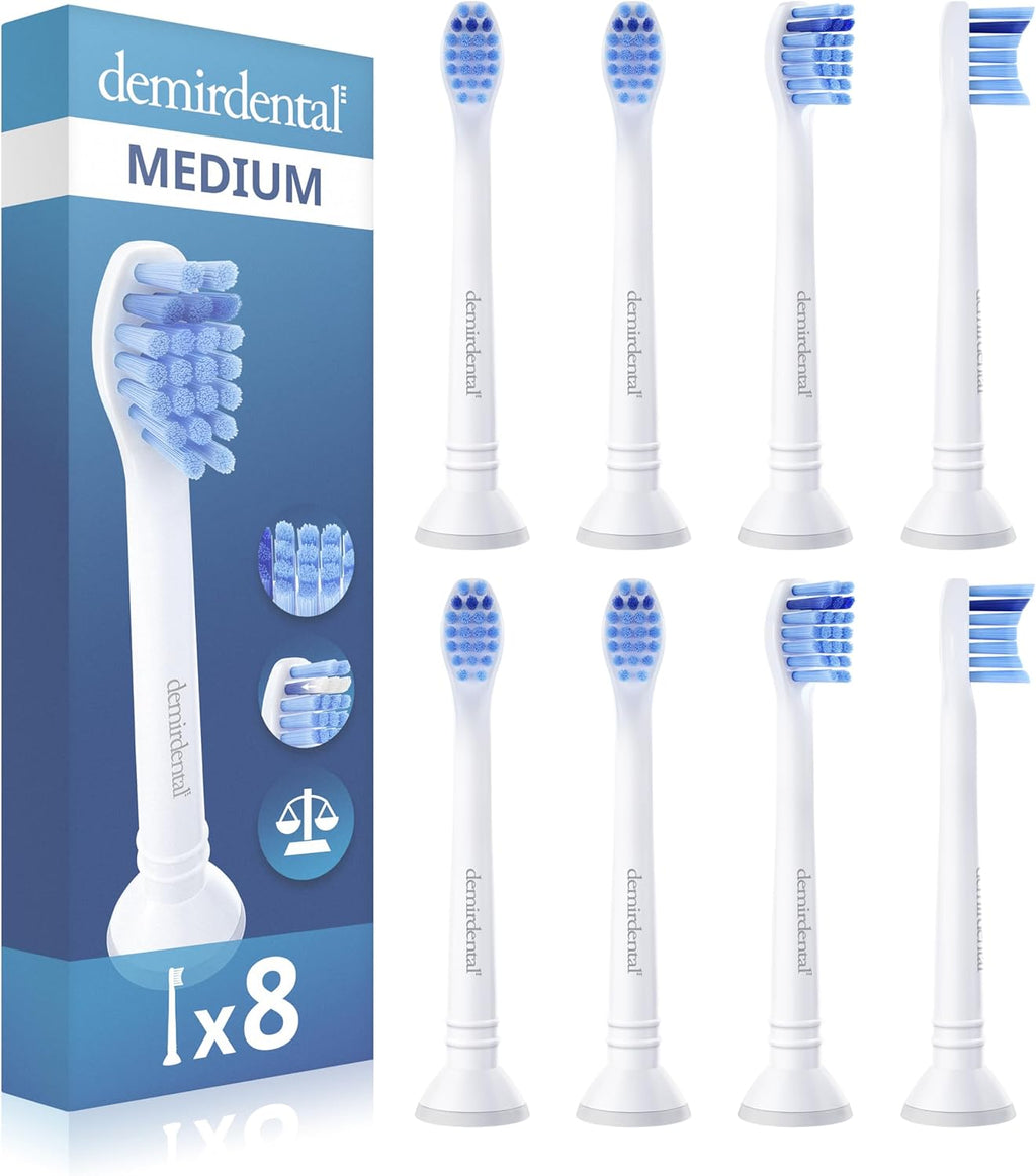 Toothbrush Heads mini Medium Compatible with Philips Sonicare Toothbrush Heads - Small Medium Replacement Heads - Daily Precision Brush Heads - White - Replaces HX6028-8 Pack