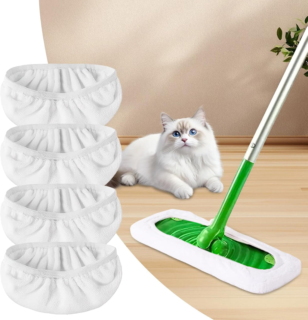 4 Pack Reusable Microfiber Mop Pads Compatible,Washable Mops Pads for Hardwood Floor Cleaning (Mop is Not Included)