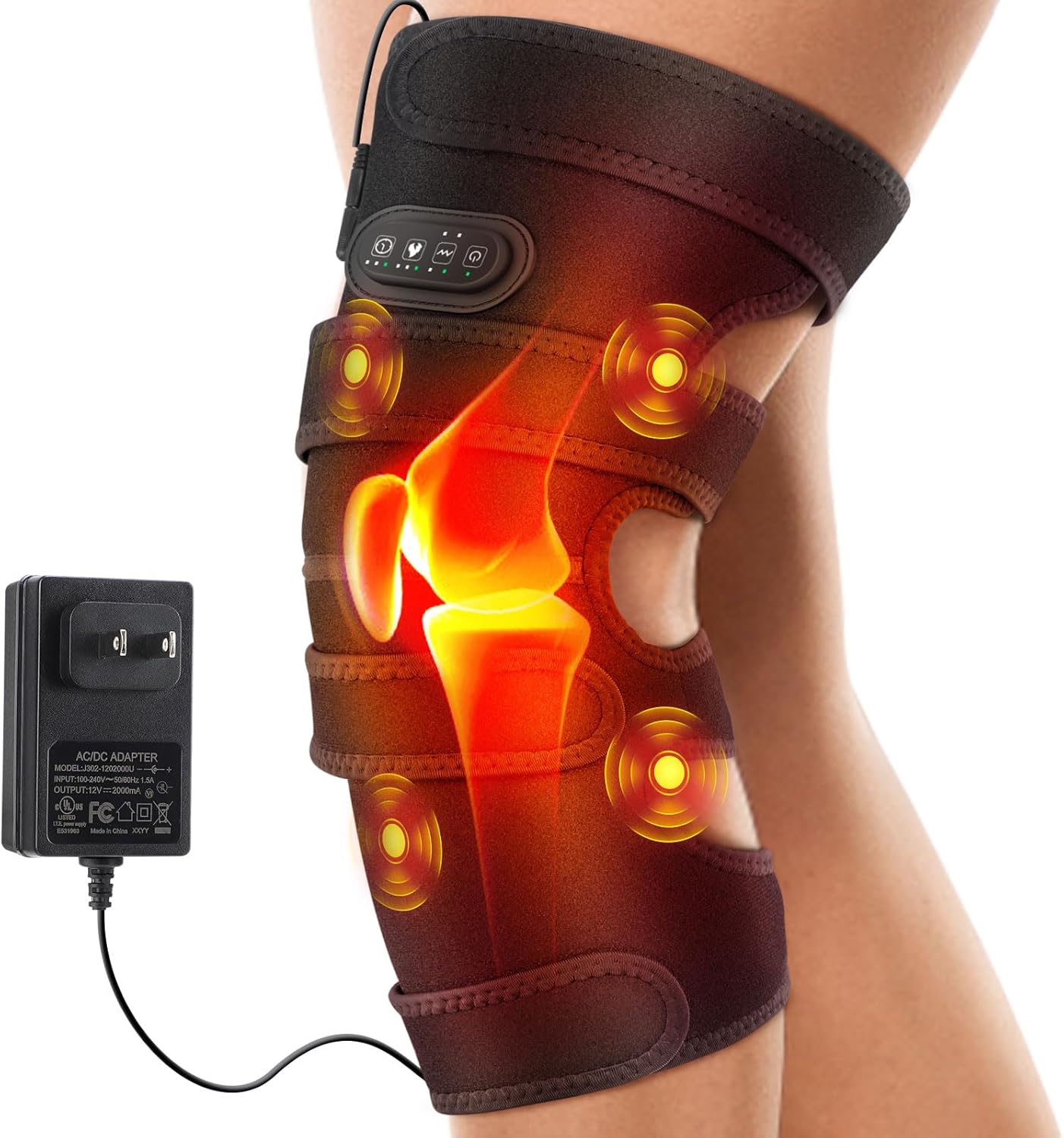 WOLOYHEATIE Knee Massager, FSA Eligible Items, Heated Knee Brace Wrap, Heating Pad for Knee Pain Relief, Heating Knee Brace Support for Arthritis/Joint Stiff/Muscle Strain, HSA Approved Products Only