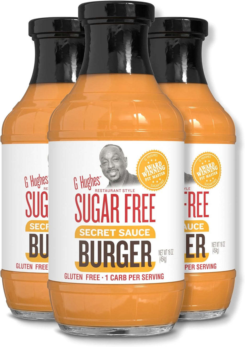 G Hughes Sugar Free Burger Secret Sauce - Sugar Free Burger Sauce, Special Sauce for Burgers, Gluten Free Hamburger Sauce, Sugar Free Dipping Sauces - 16 Oz (3-Pack)
