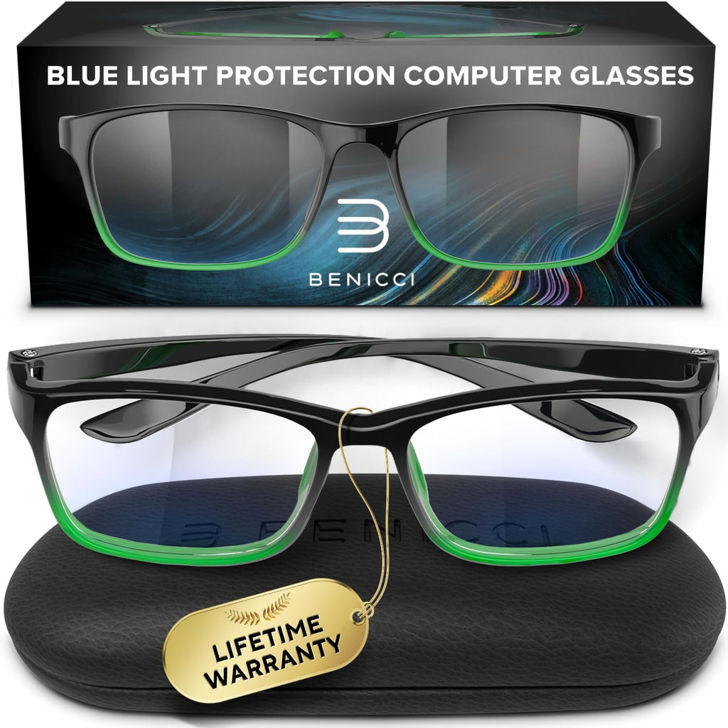 Stylish Blue Light Blocking Glasses for Women & Men – Helps Ease Digital Eye Strain & Headache from Computers, Phones w/Case