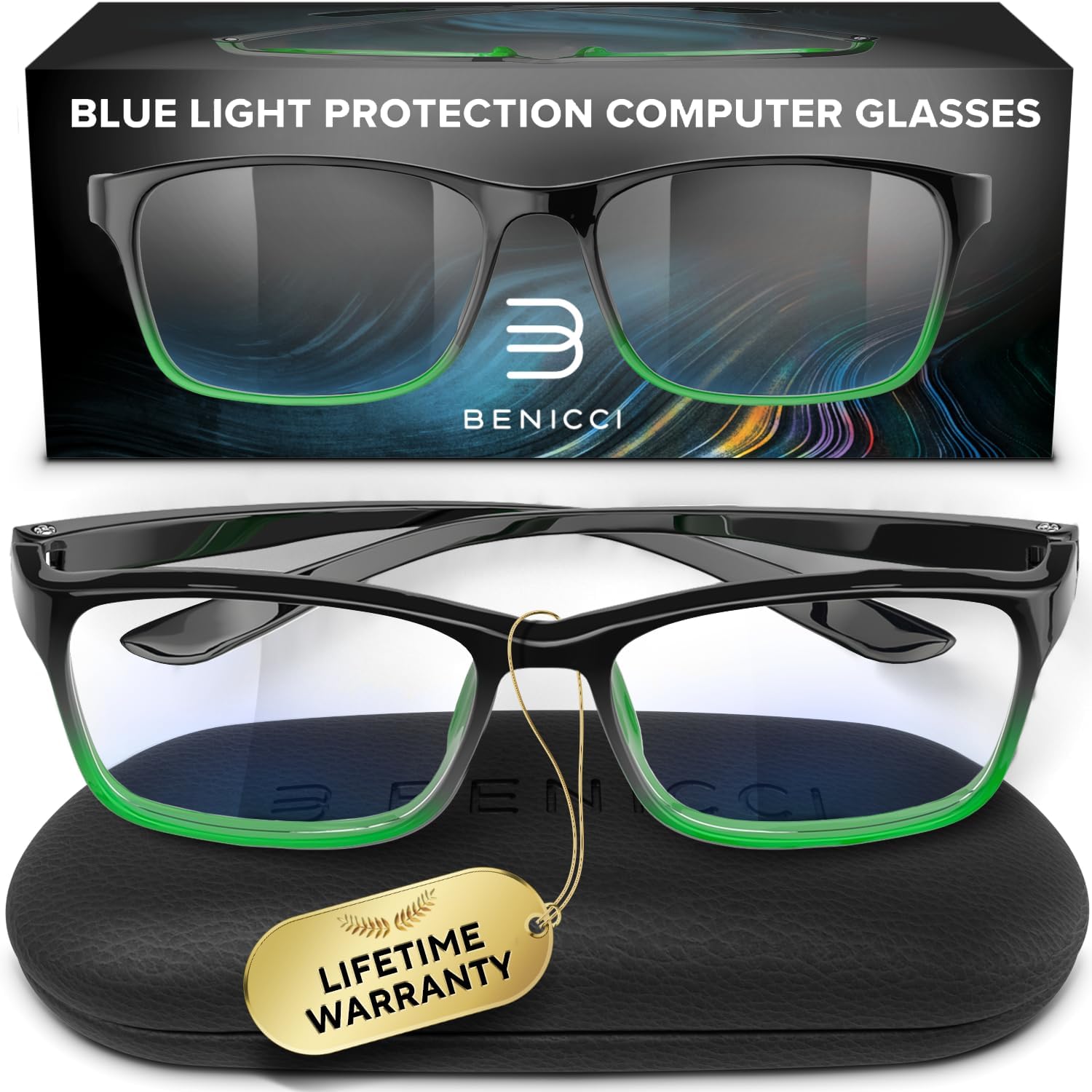 Stylish Blue Light Blocking Glasses for Women & Men – Helps Ease Digital Eye Strain & Headache from Computers, Phones w/Case