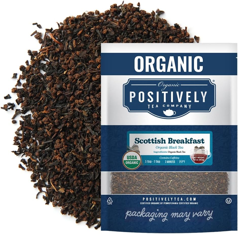 Organic Positively Tea Company, Scottish Breakfast Black Tea, Loose Leaf, 16 Ounce