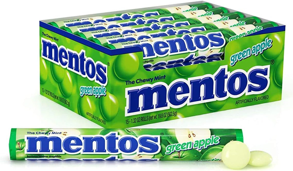 Mentos Chewy Mint, Green Apple Flavor, Easter Candy, Easter Basket Essentials Stuffers for Kids and Adults, 14 Pieces Each (15 Count)
