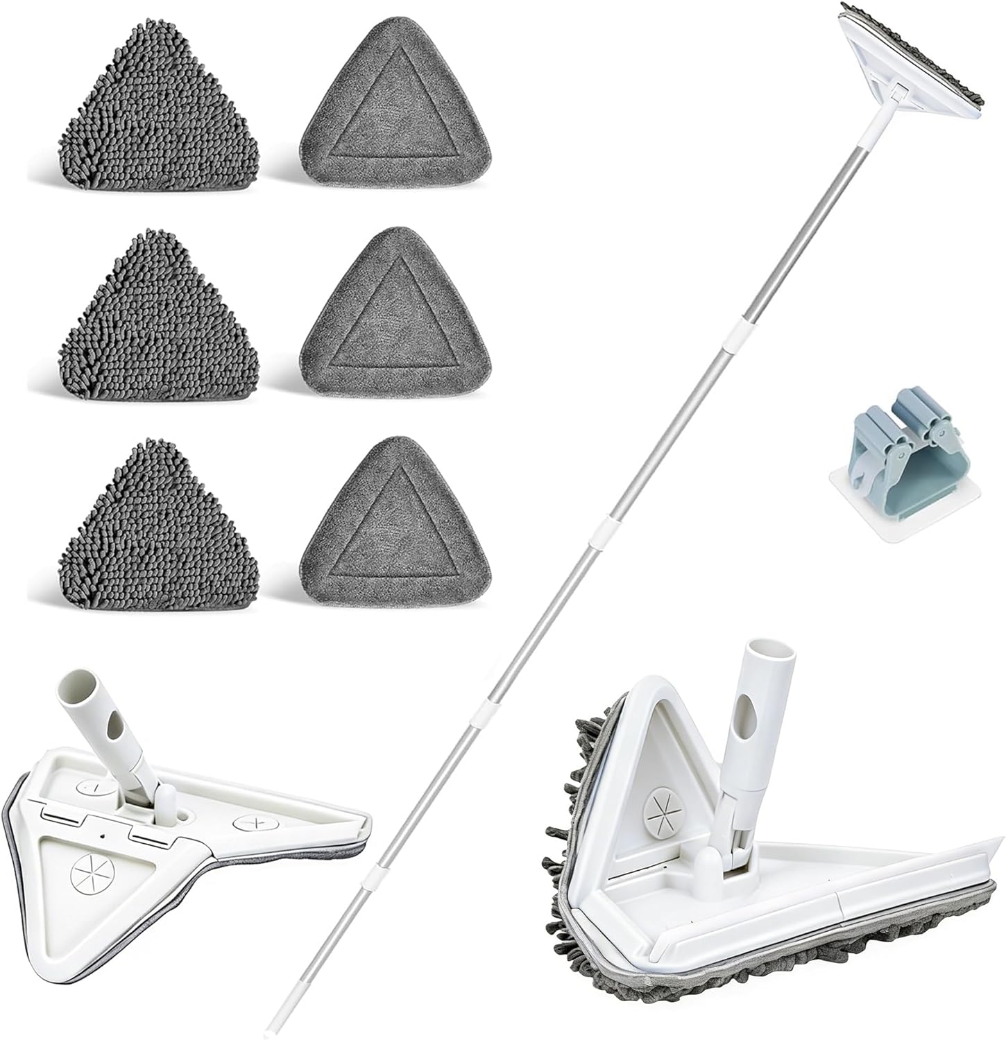 Wall Cleaner Mop with 80" Long Handle.3-in-1 Ceiling Cleaning Tool Duster with 180° Foldable & 360° Rotating Head. Includes 6 Washable Pads for Walls, Baseboards, Windows & Floors. No Ladder Needed.