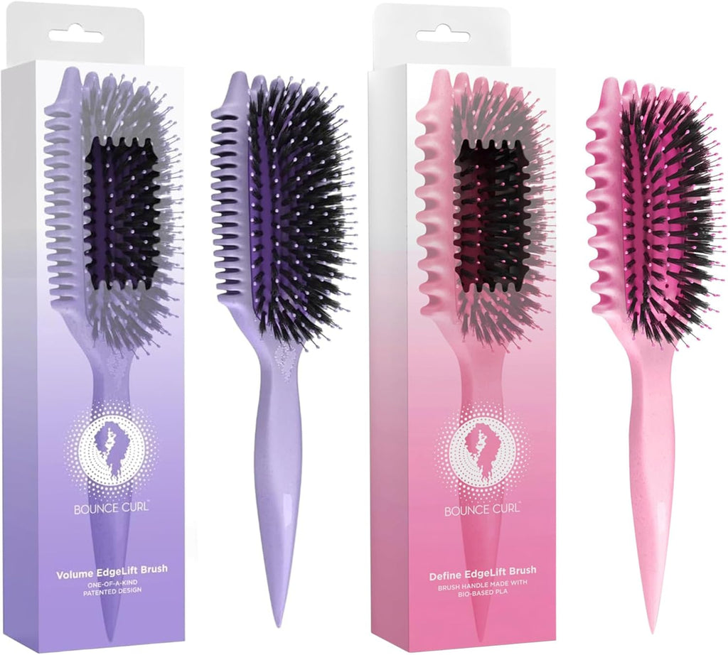 Bounce Curl EdgeLift Brush Duo - Includes Purple Volume & Pink Define EdgeLift Brushes for Volumized and Defined Curls