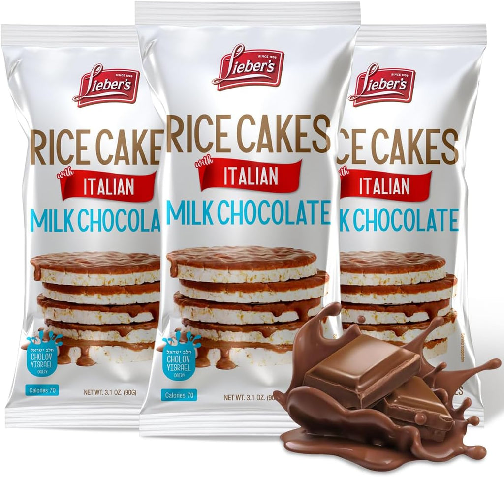 LIEBERS Kosher Certified Dairy Italian Milk Chocolate Rice Cakes, Gluten Free Snack Italian Milk Chocolate (pack of 3)…