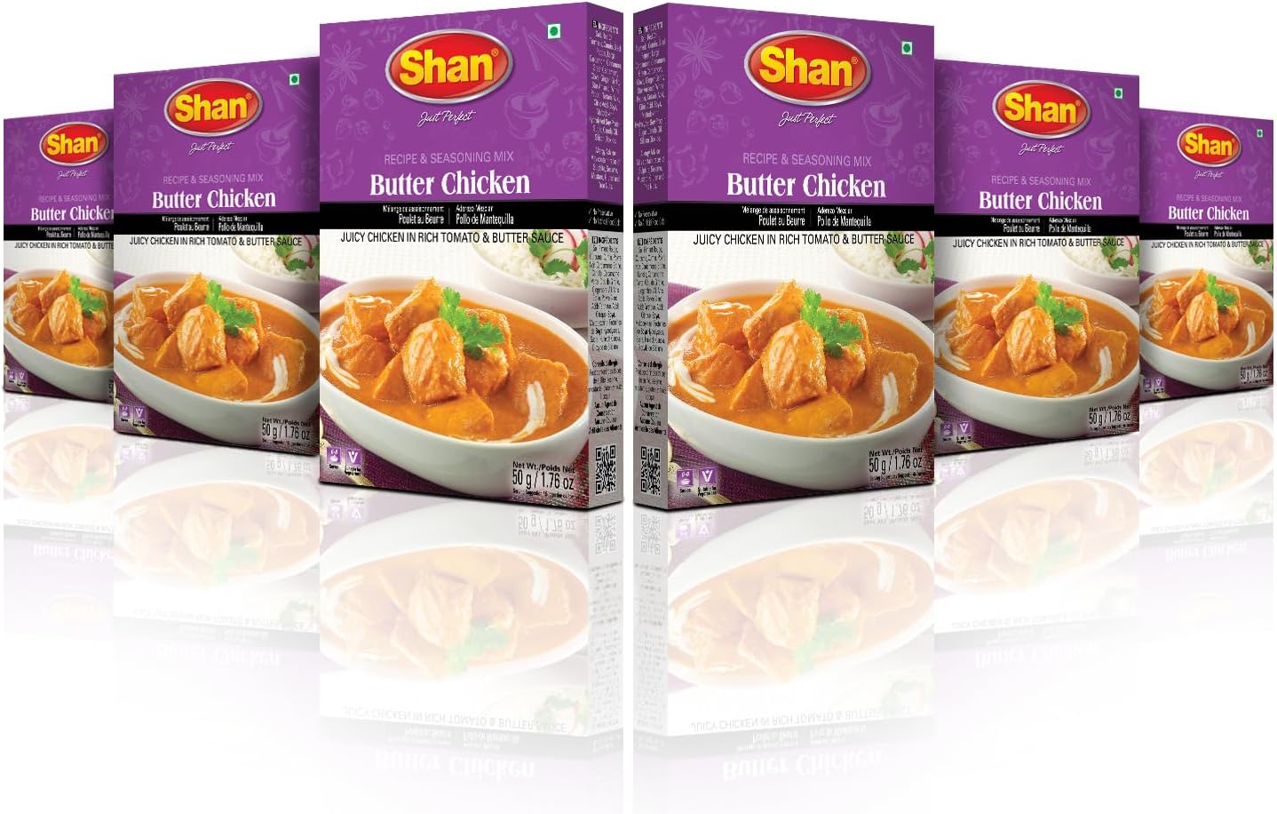 Shan - Butter Chicken Seasoning Mix (50g) - Spice Packets for Chicken in Butter Sauce (Pack of 6)