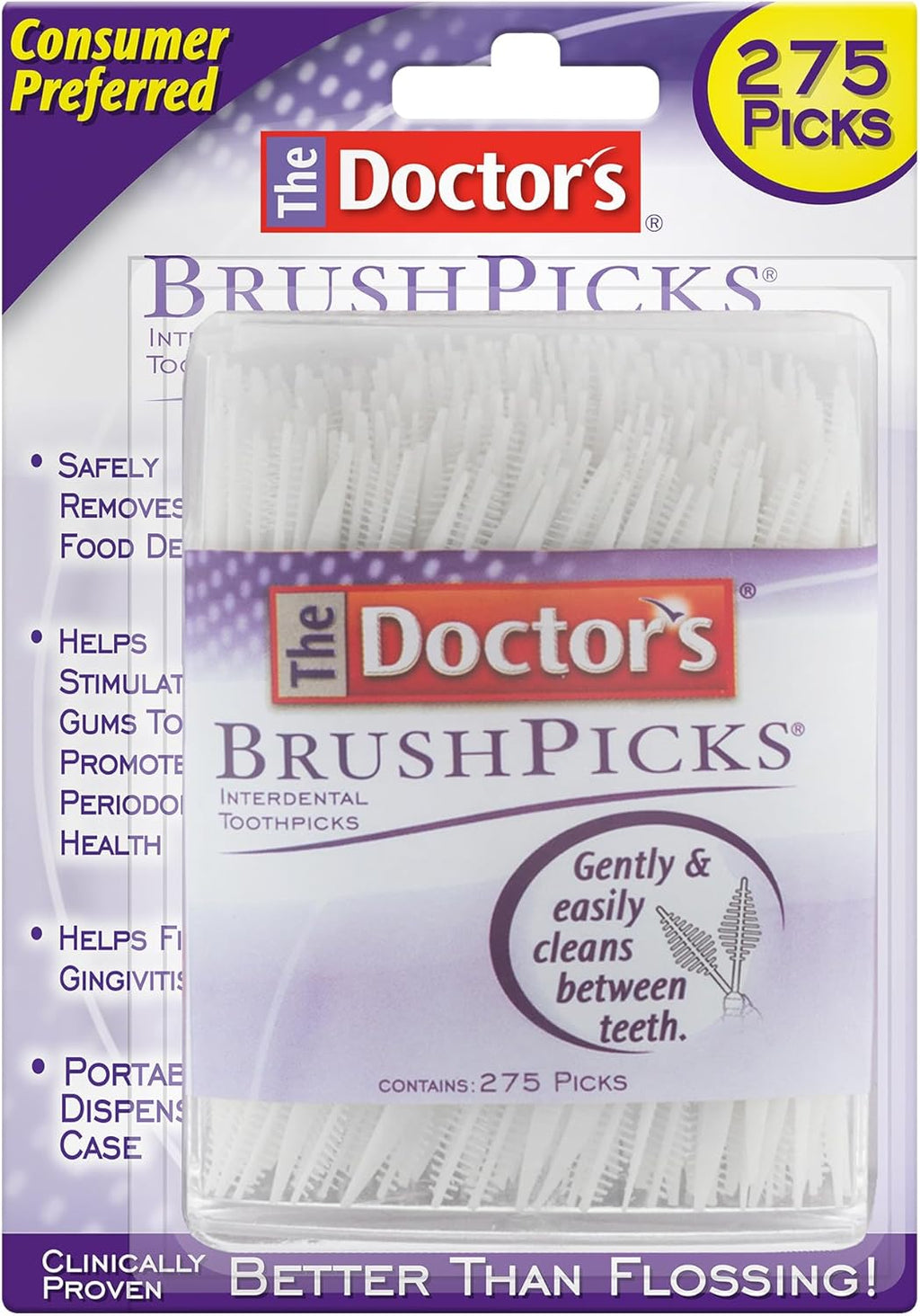 The Doctor's BrushPicks, Interdental Brushes & Dental Picks, Gently Remove Food Debris from Braces & Dental Work, 275 Count