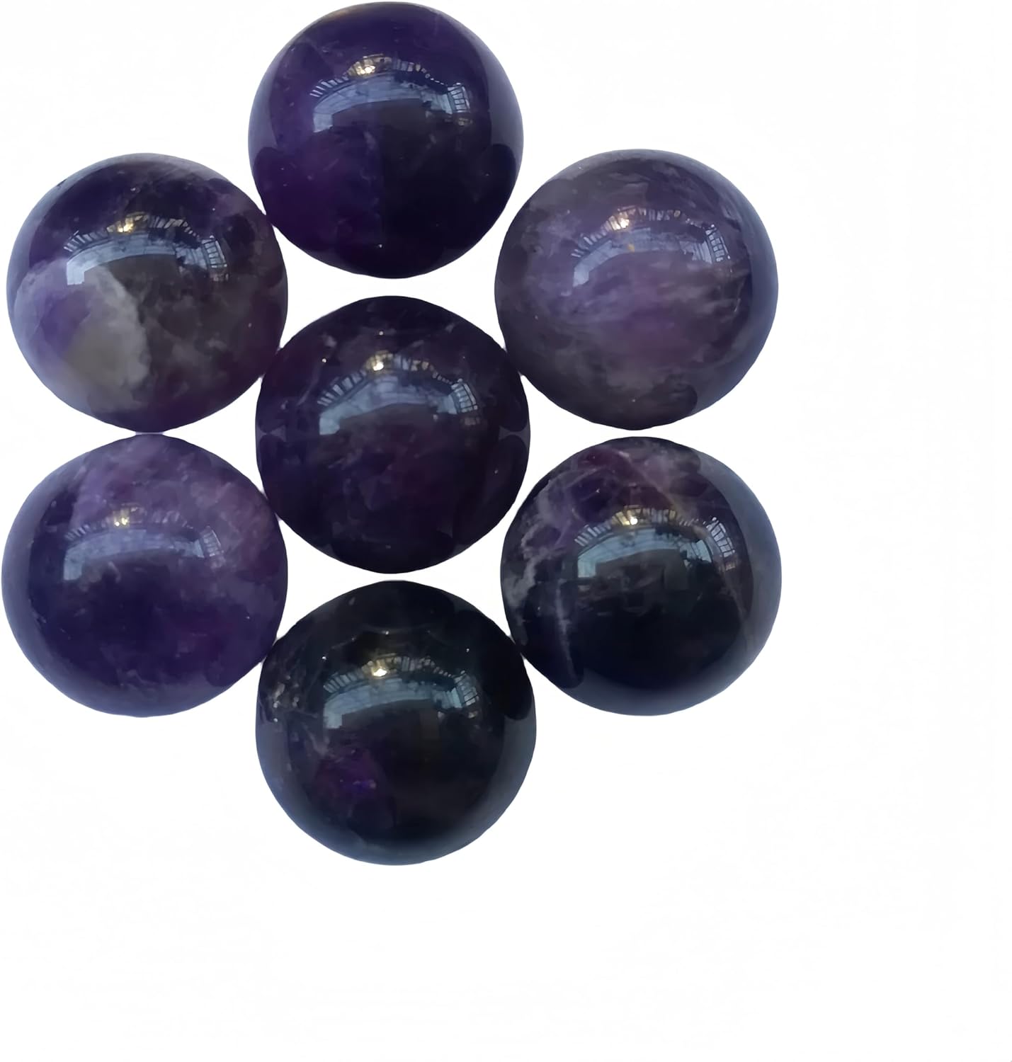 Natural Amethyst 0.78 Inchs Crystals and Healing Stone Ball Set,Home Desktop Feng Shui Array Decoration(7 Pieces)