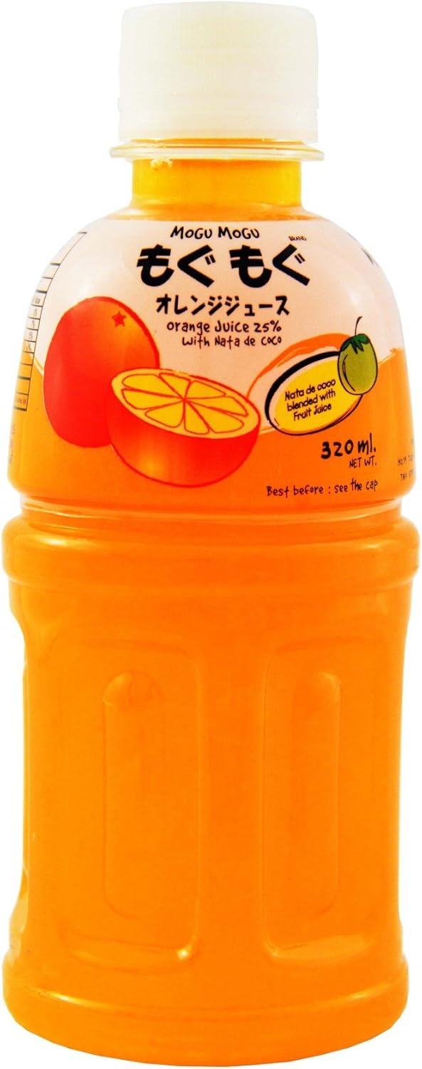 Mogu Mogu Juice with Nata De Coco, Orange, 12 Pound (Pack of 6)