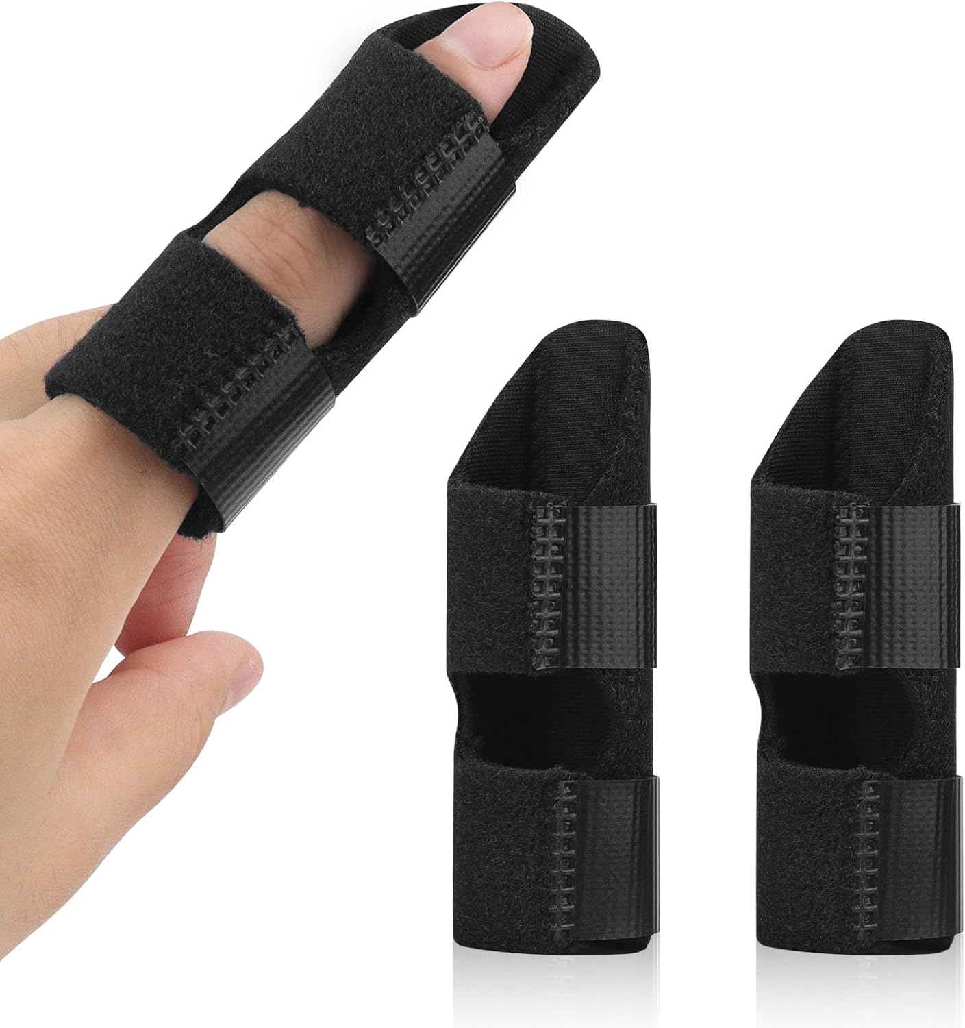 2Pcs Trigger Finger Splint, Adjustable Finger Braces Joint Stabilizer - Mallet Splint & Hand Brace, Arthritis Finger Straightener Fits Thumb, Index, Middle, Ring & Pinky