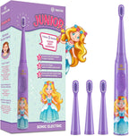 Vekkia Sonic Rechargeable Kids Electric Toothbrush, 3 Modes with Memory, Fun & Easy Cleaning, 24000 Strokes, IPX7 Waterproof, 2-Min Timer for Age 5+, 4 Soft Bristles(Purple)