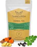 TeaNOURISH Turmeric Moringa Herbal Tea | Blend of Indian Superfoods Turmeric, Moringa, Ginger & Black Pepper | Supports Immunity | 100% NATURAL INGREDIENTS - 3.53oz/100g