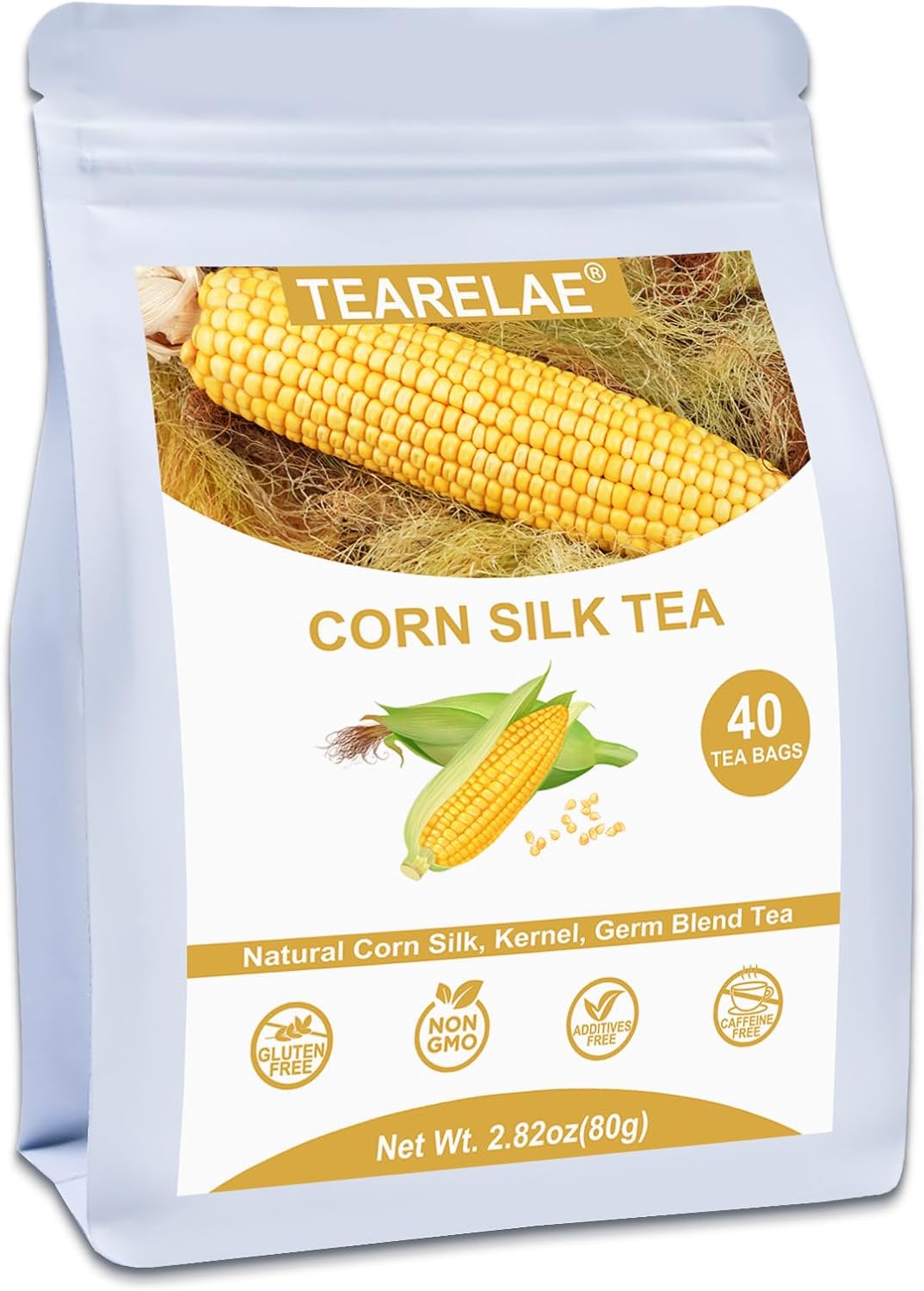 TEARELAE - Corn Silk Tea Bags, 40 Count - Premium Natural Whole Corn Tea with Mild Sweetness - Non-GMO - Caffeine-free - Promote Kidney Health