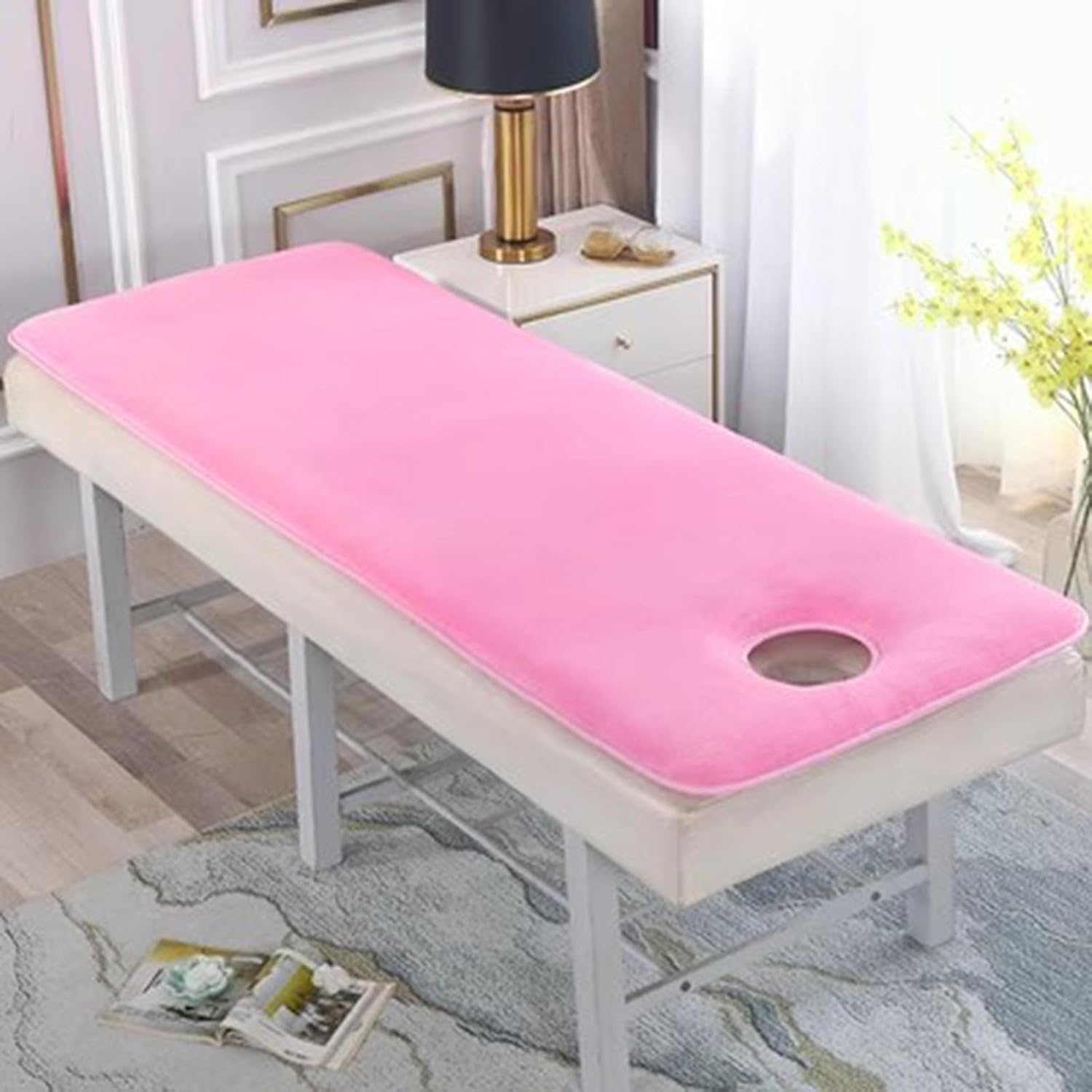 DAZULI Beauty Massage Table Mattress Pad Thickened Prevent Slip Spa Massage Bed Sheet Cushion Lash Bed Mattress Pad with face Hole and Elastic Fix Bands(Size:70x180cm,Color:C)