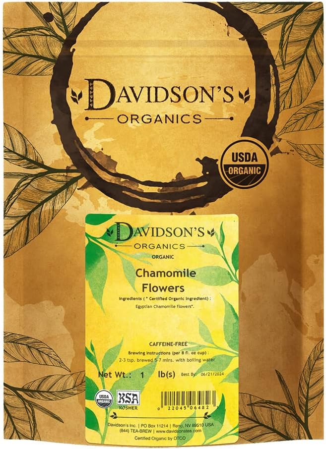 Davidson's Organics, Chamomile Flowers, Loose Leaf Tea, 16-Ounce Bag