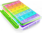 AUVON iMedassist Moisture-Proof Weekly Pill Organizer 4 Times a Day, Large 7 Day Pill Box Case with Portable Design for Travel, Removable Individual Containers Hold Vitamins, Supplements, Medications