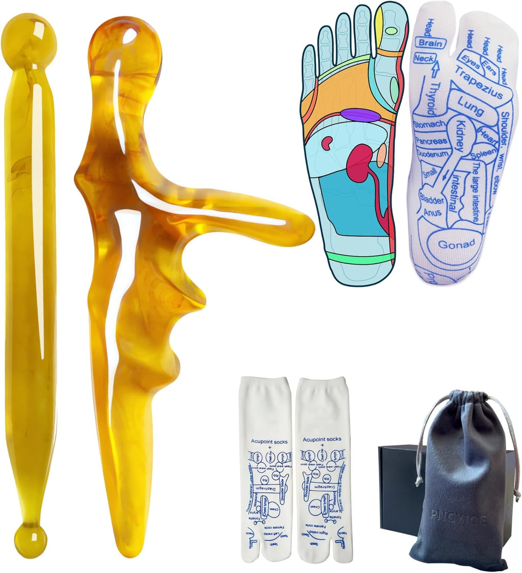 Reflexology Foot Socks with Triangular Acupressure Massage Tool Set - Plantar Fasciitis Relief for Heel Pain, 2026 Gift Package Joint Massager