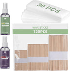 BLITZWAX Wax Kits with 120pcs Wooden Sticks for Hard Wax Hair Removal, Eyebrow Large and Small Applicators for Face, Body, and Lip, with 30 Wax Papers and Oils, Ideal for Women’s At-Home Waxing