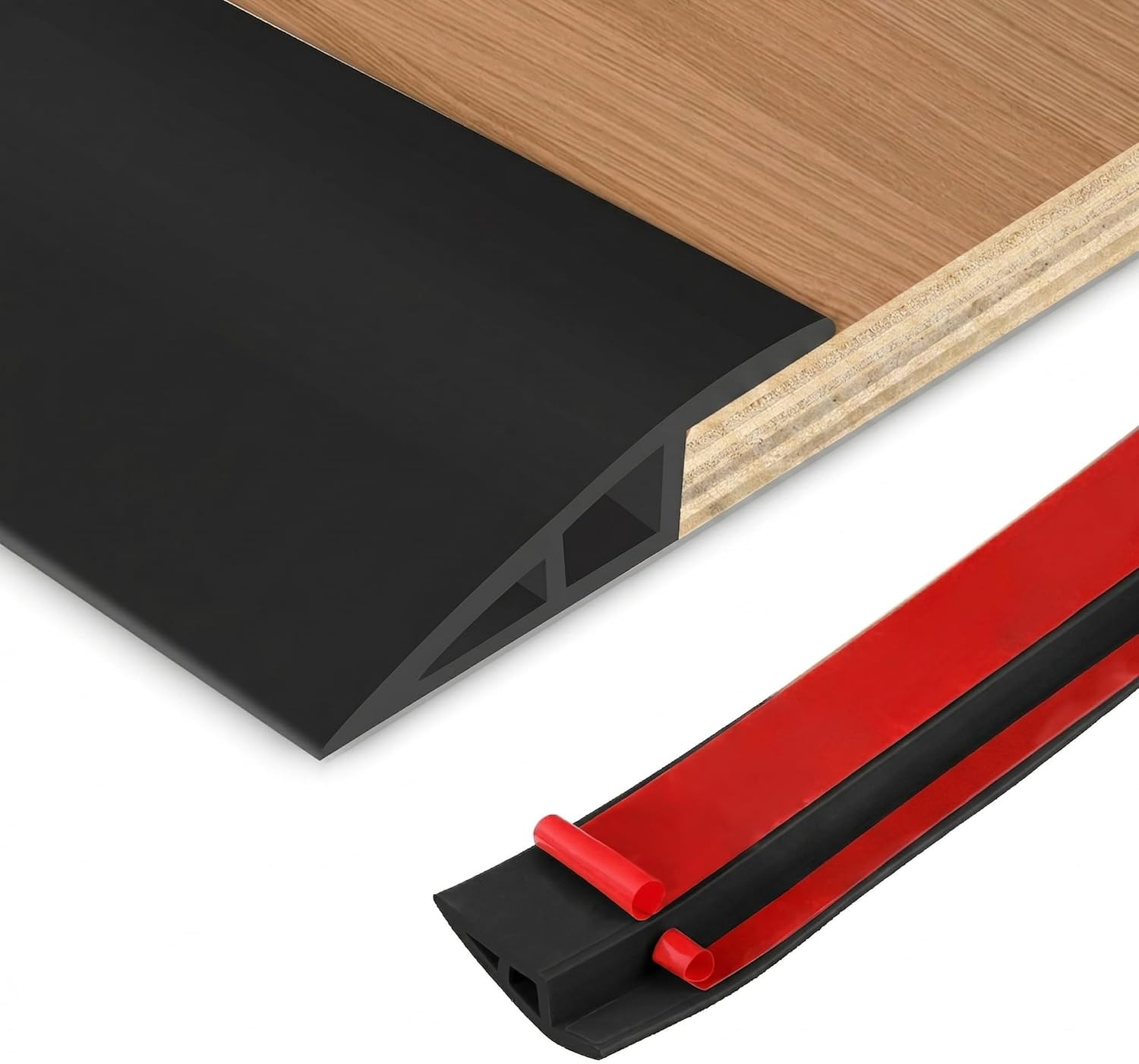 Floor Transition Strip Vinyl Door Threshold Ramp Self Adhesive Carpet Edging Strip Doorway Edge Trim, Overlap Edge Reducer for Laminate Carpet, Floor, Tile (Black, 3/5" to 4/5", 3.3Ft)
