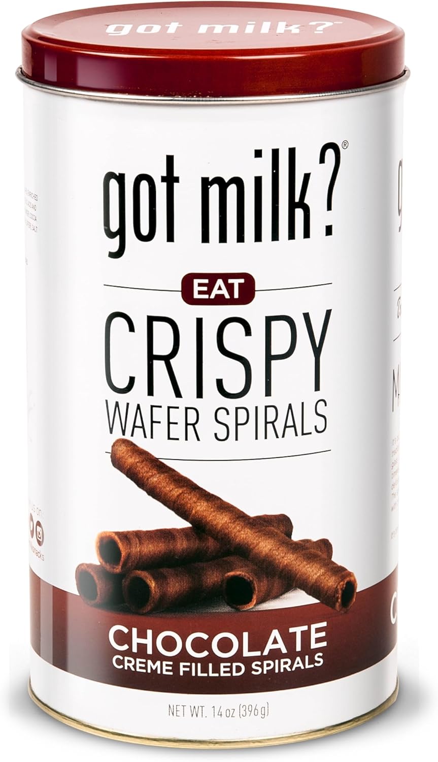 got milk? Wafer Spirals, Chocolate, 14 Oz. Tin with 36 Rolls, Delicious Rolled Wafer Rolls with Filling, Chocolate Wafer Cookies for Dessert or Snack, Retail Pack